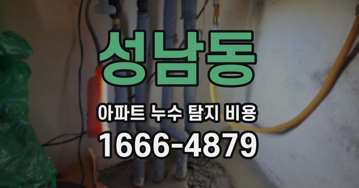 성남동 아파트 누수 탐지 비용