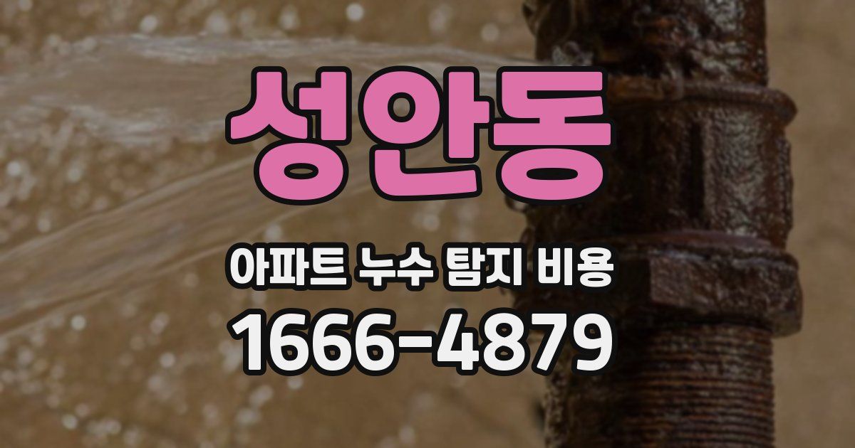 성안동 아파트 누수 탐지 비용