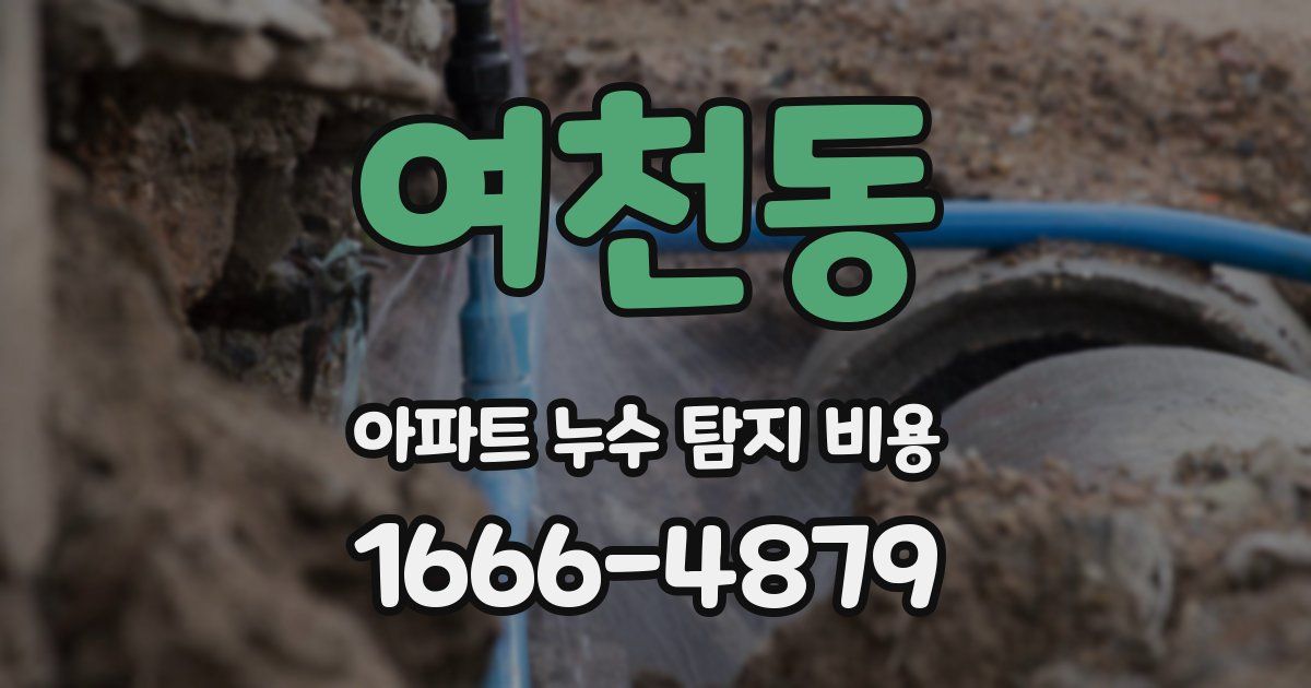 여천동 아파트 누수 탐지 비용