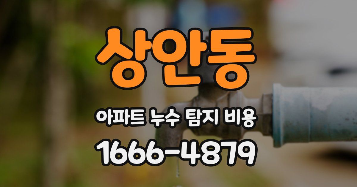 상안동 아파트 누수 탐지 비용
