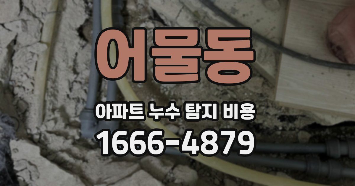 어물동 아파트 누수 탐지 비용