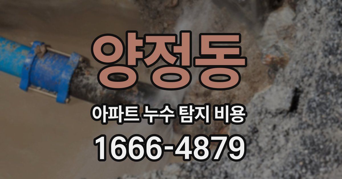 양정동 아파트 누수 탐지 비용