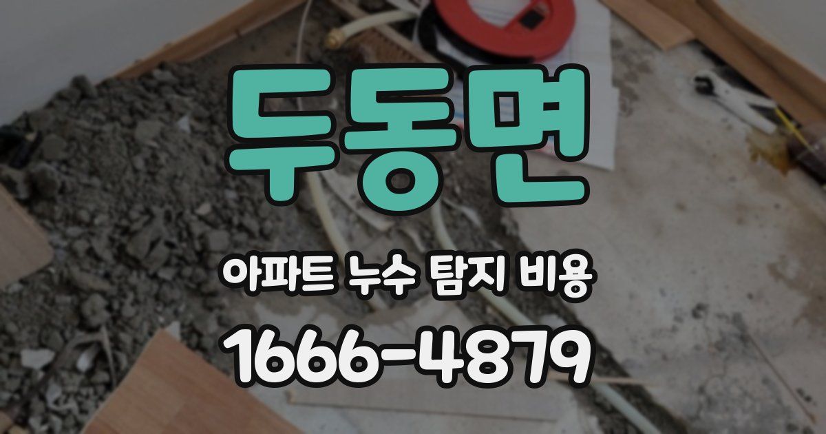두동면 아파트 누수 탐지 비용