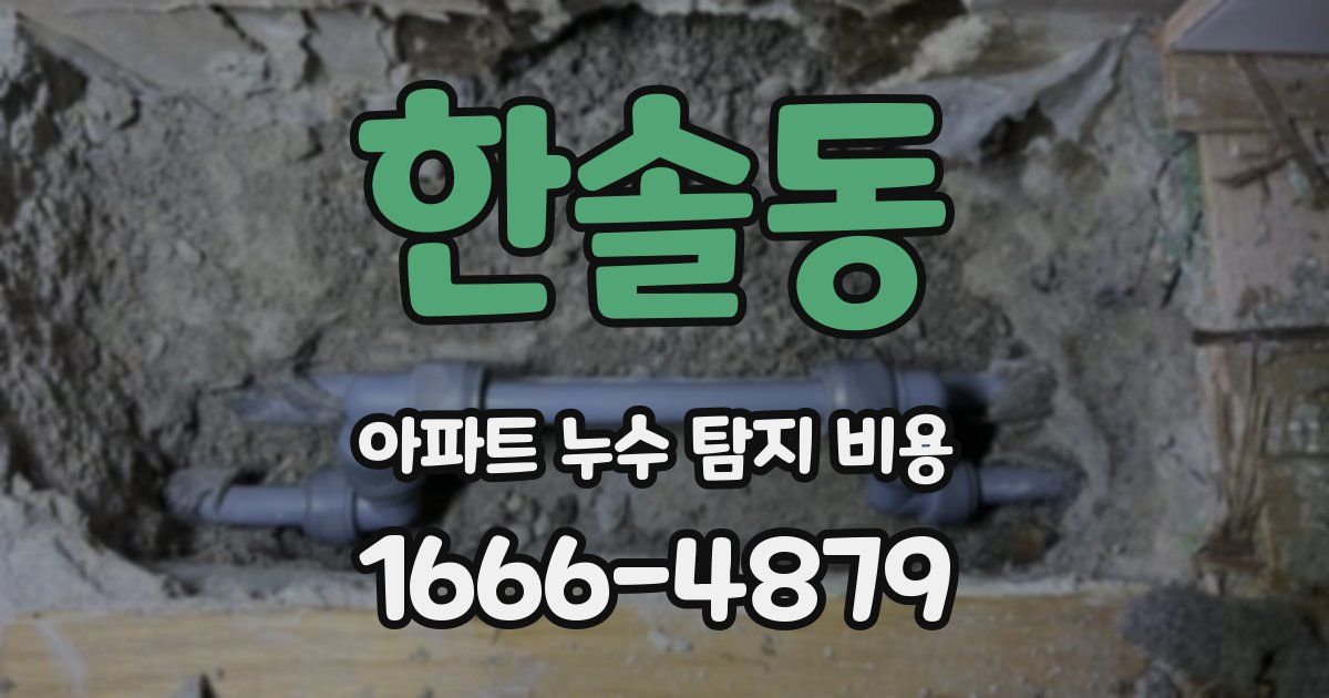한솔동 아파트 누수 탐지 비용
