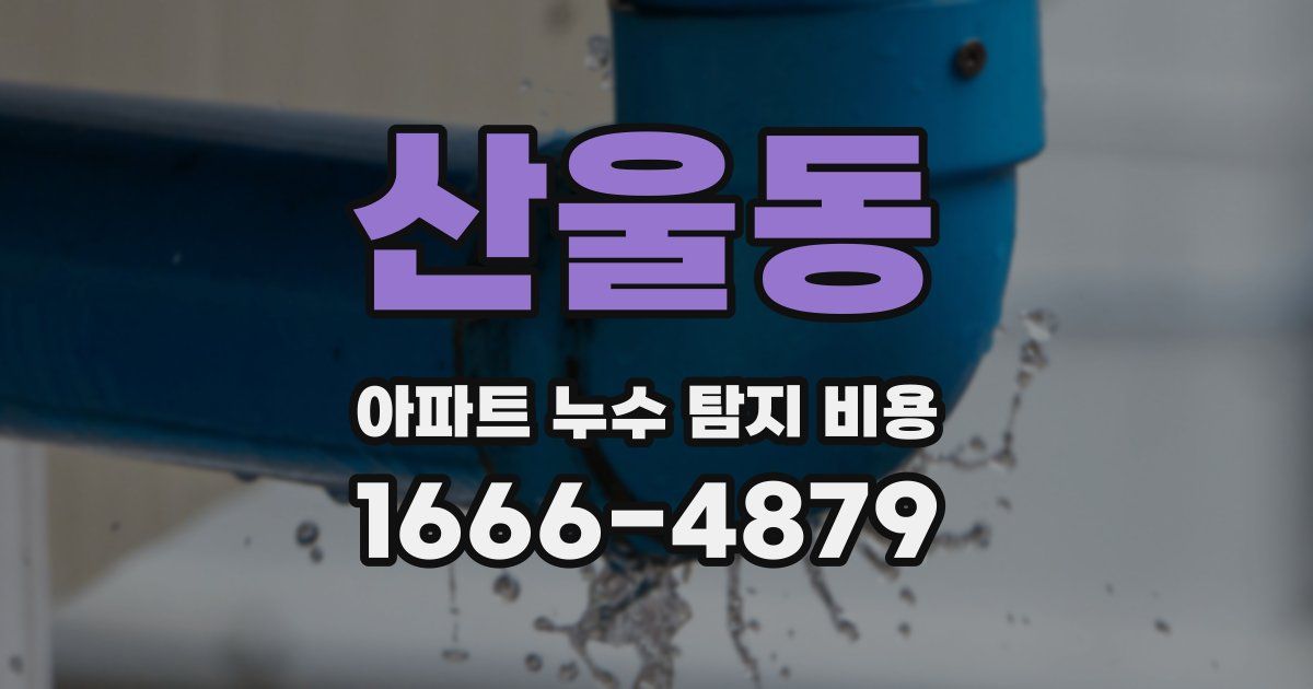 산울동 아파트 누수 탐지 비용