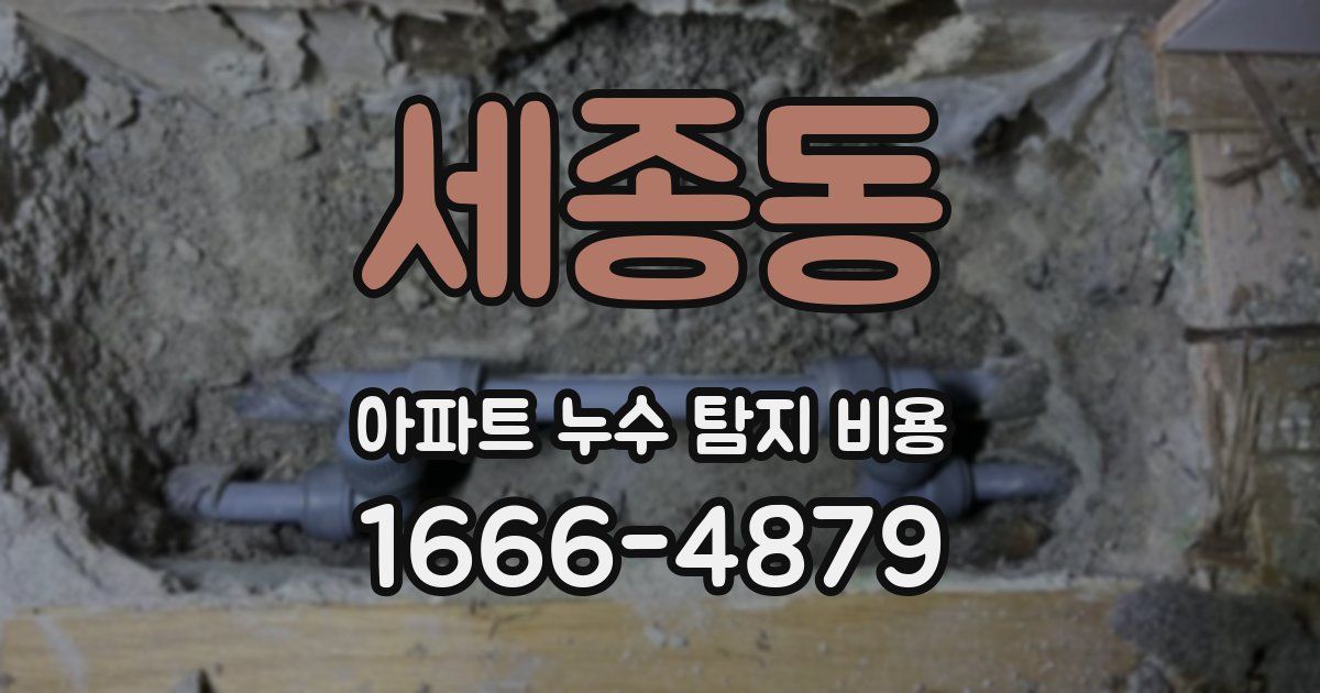 세종동 아파트 누수 탐지 비용