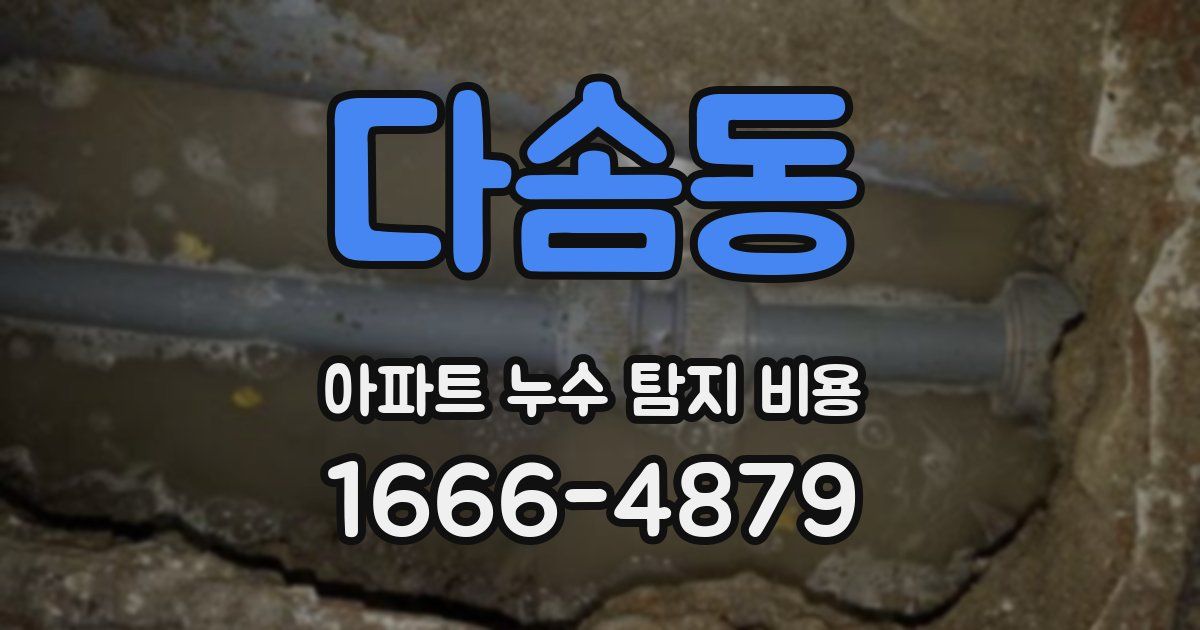다솜동 아파트 누수 탐지 비용