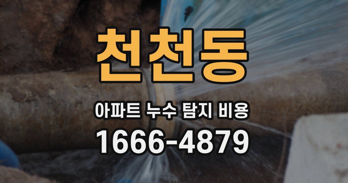 천천동 아파트 누수 탐지 비용