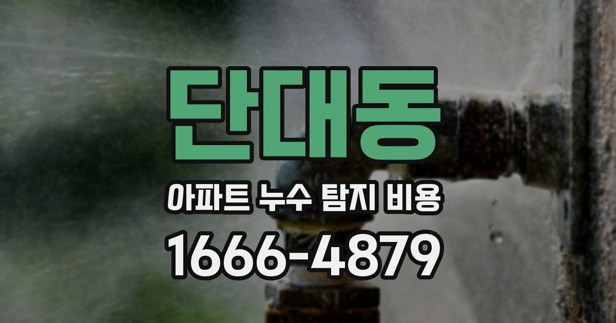 단대동 아파트 누수 탐지 비용