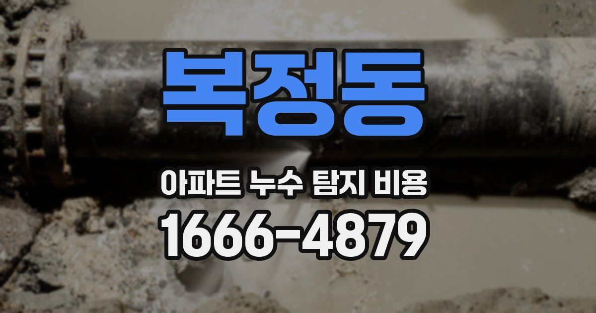 복정동 아파트 누수 탐지 비용