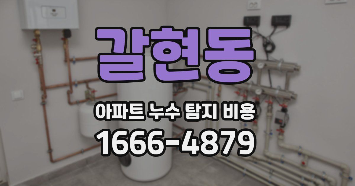 갈현동 아파트 누수 탐지 비용