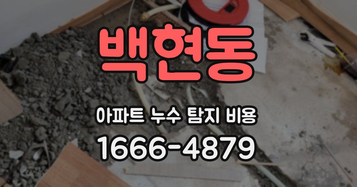 백현동 아파트 누수 탐지 비용