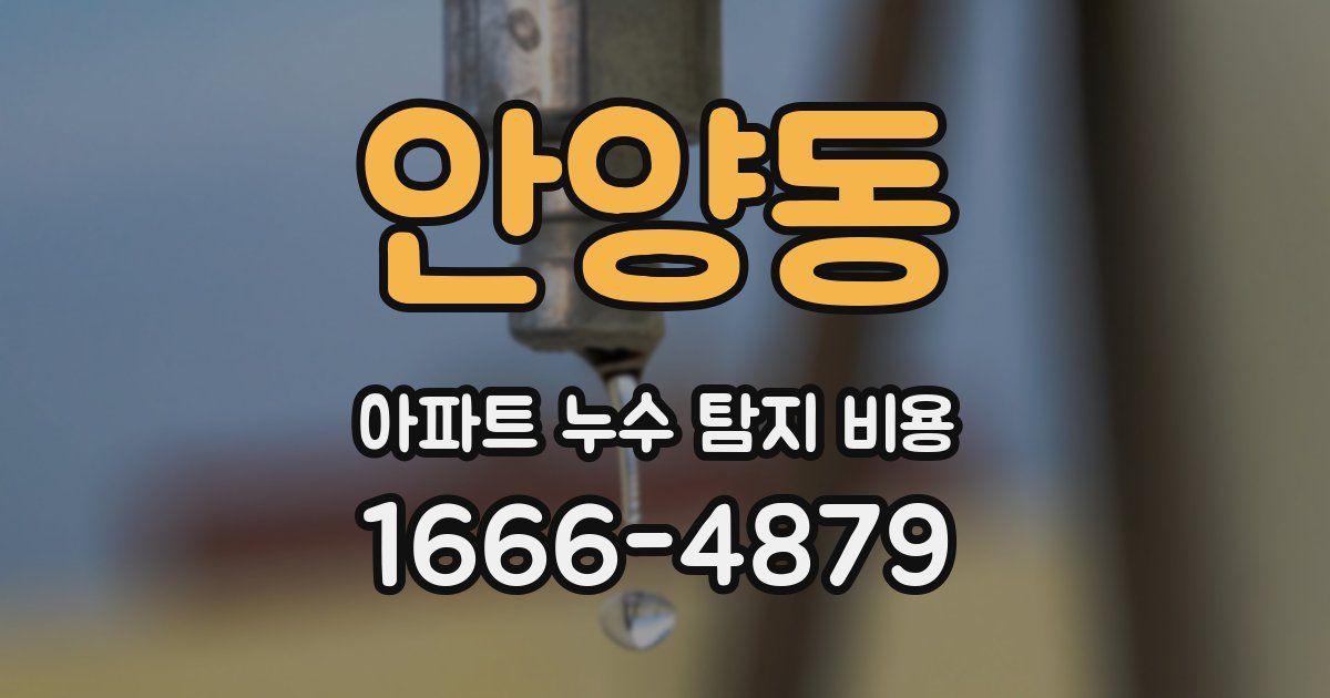 안양동 아파트 누수 탐지 비용