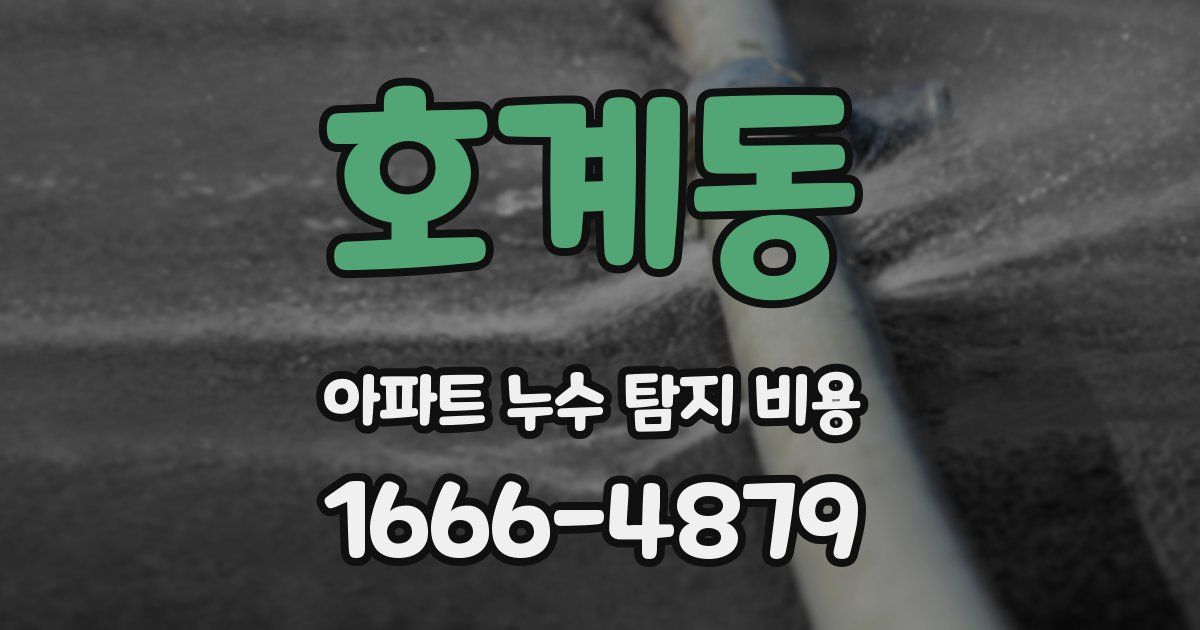 호계동 아파트 누수 탐지 비용