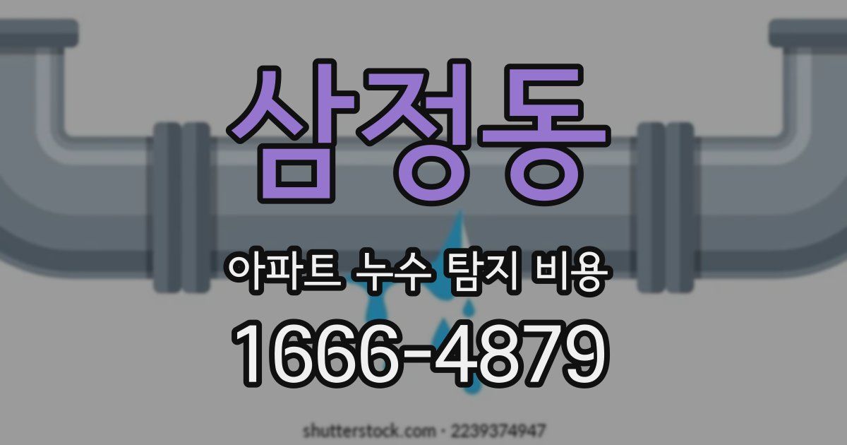 삼정동 아파트 누수 탐지 비용