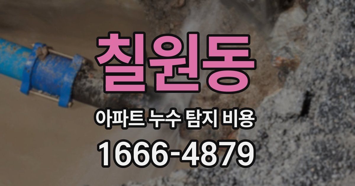 칠원동 아파트 누수 탐지 비용