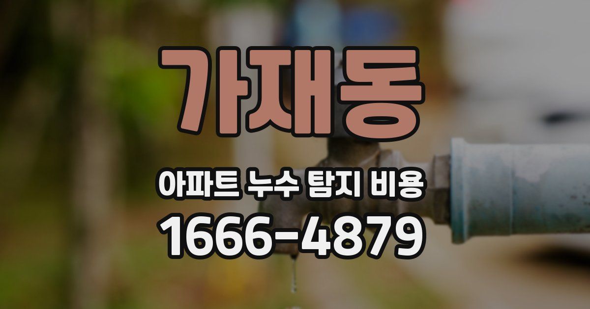 가재동 아파트 누수 탐지 비용