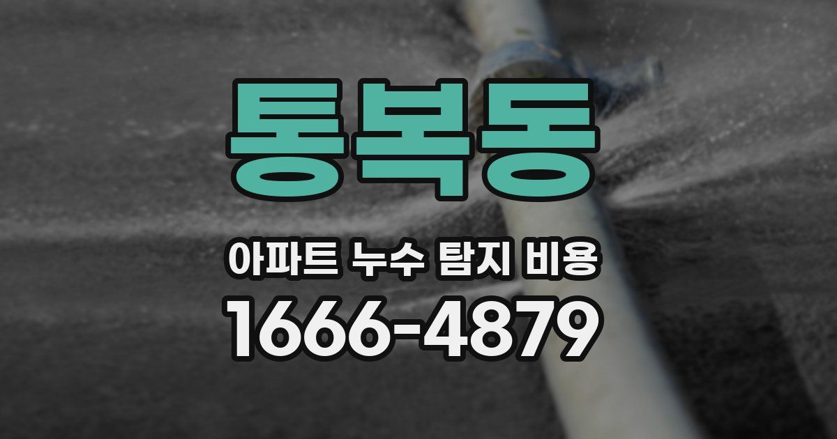 통복동 아파트 누수 탐지 비용