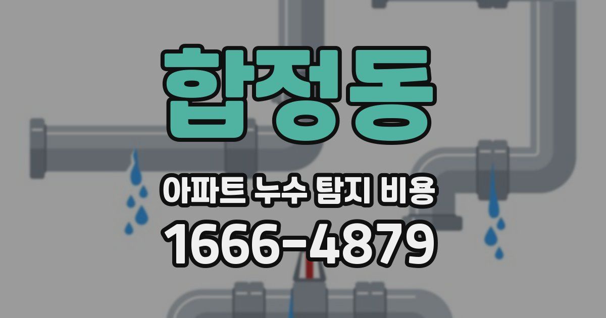 합정동 아파트 누수 탐지 비용