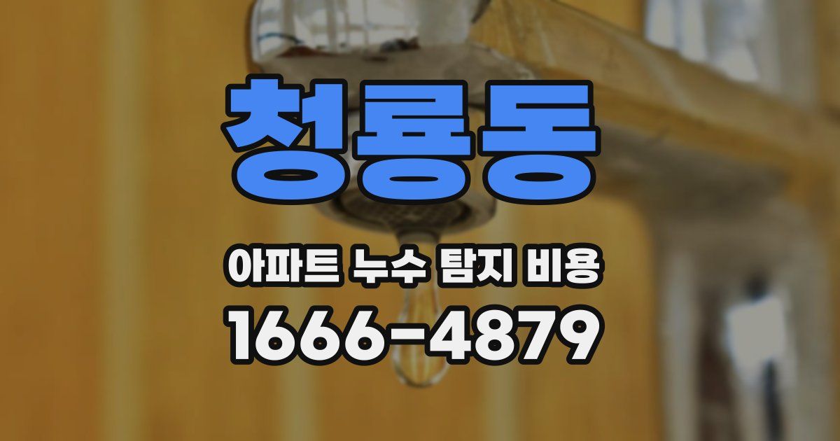 청룡동 아파트 누수 탐지 비용