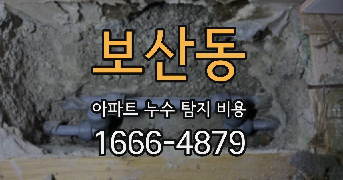 보산동 아파트 누수 탐지 비용