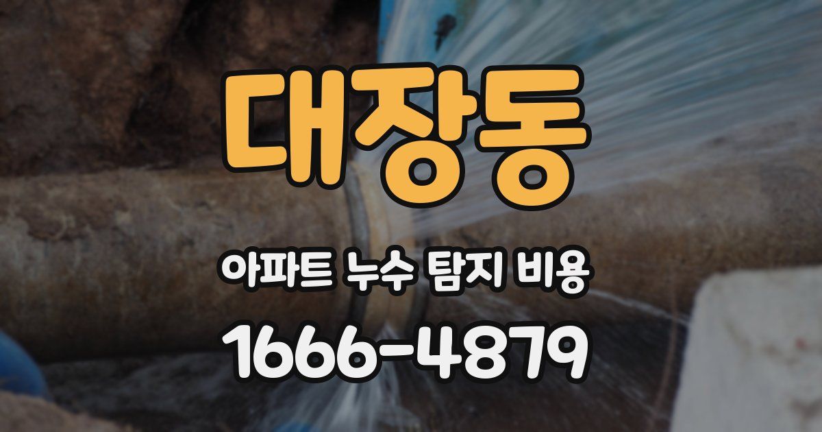 대장동 아파트 누수 탐지 비용