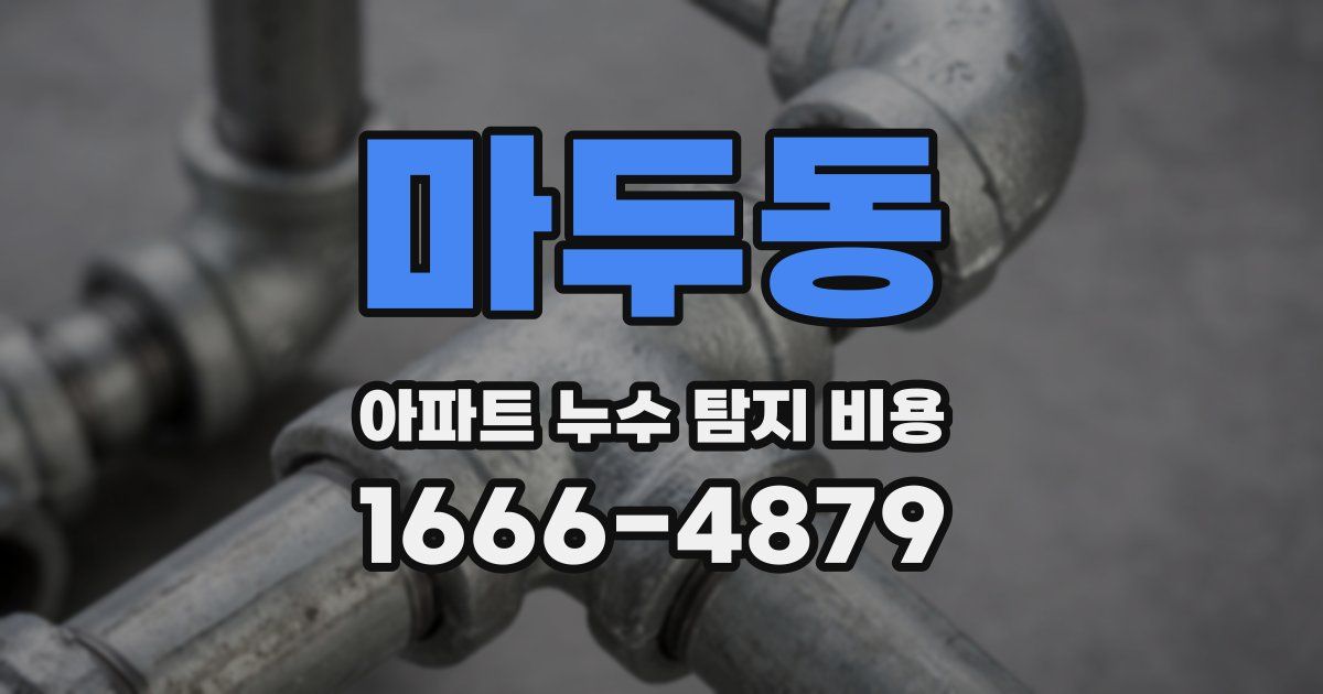 마두동 아파트 누수 탐지 비용