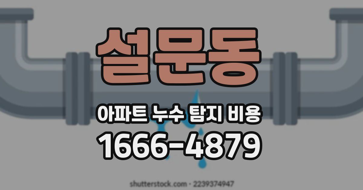 설문동 아파트 누수 탐지 비용