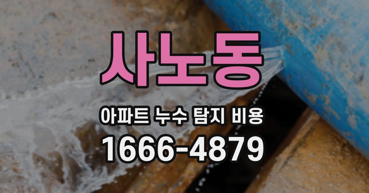 사노동 아파트 누수 탐지 비용