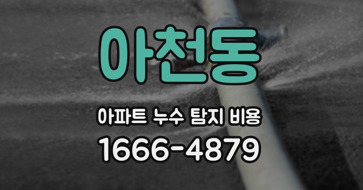 아천동 아파트 누수 탐지 비용