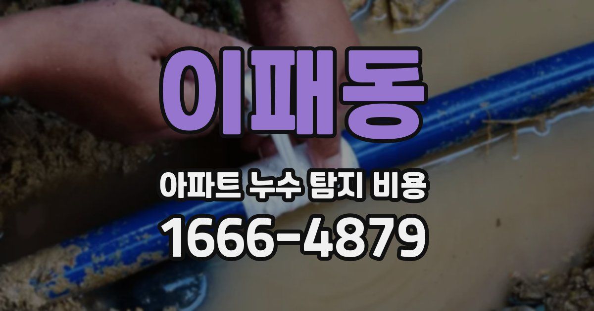 이패동 아파트 누수 탐지 비용