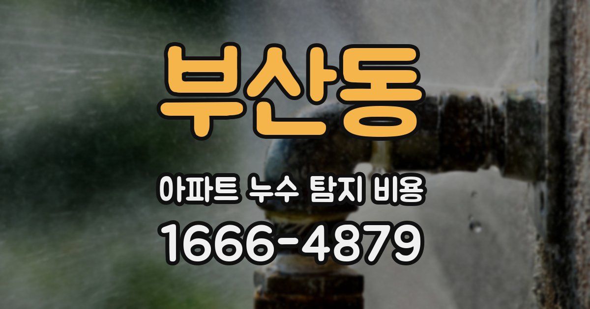부산동 아파트 누수 탐지 비용