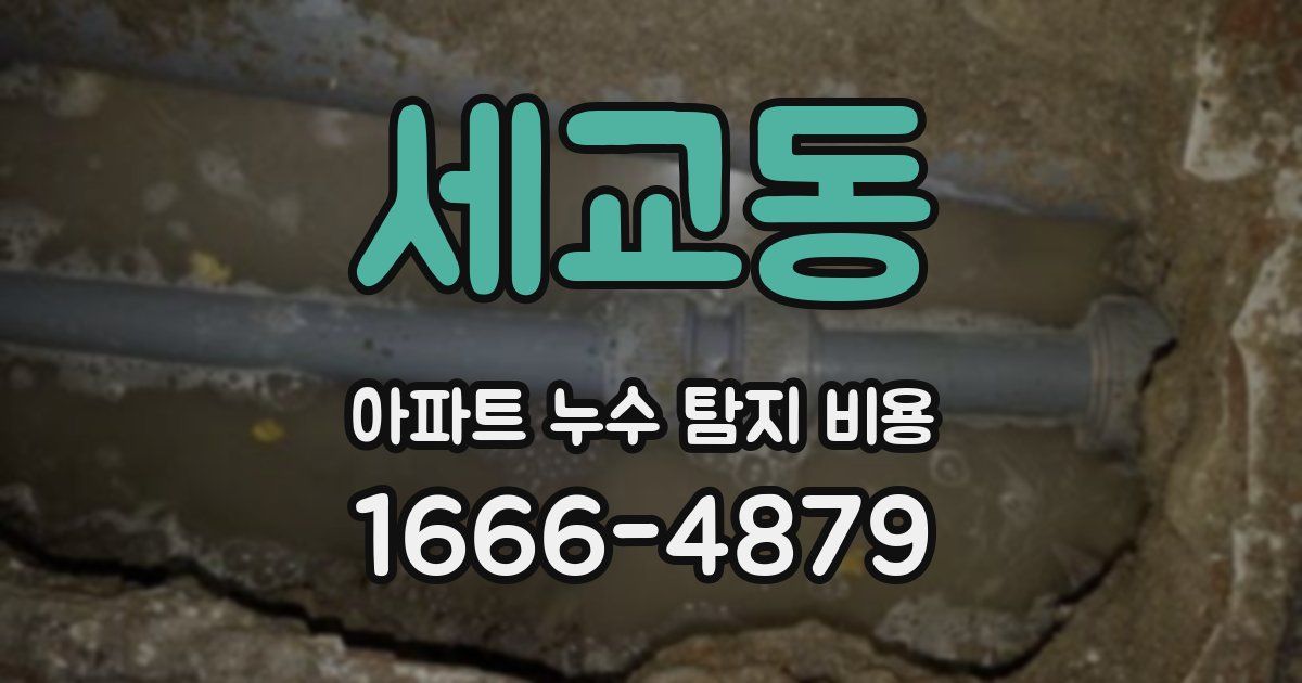세교동 아파트 누수 탐지 비용