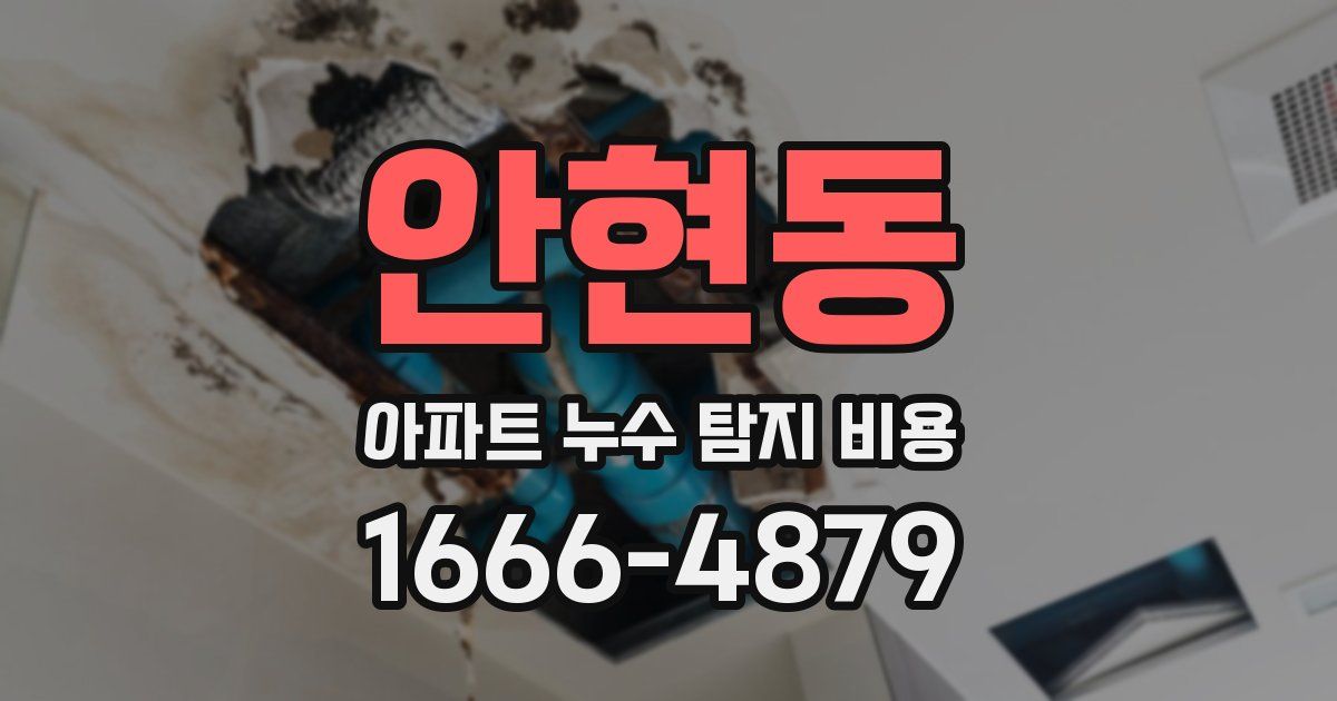 안현동 아파트 누수 탐지 비용