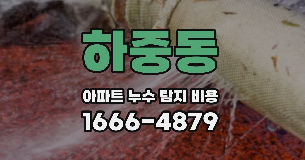 하중동 아파트 누수 탐지 비용