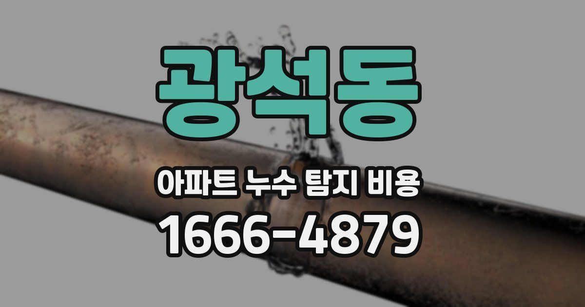 광석동 아파트 누수 탐지 비용