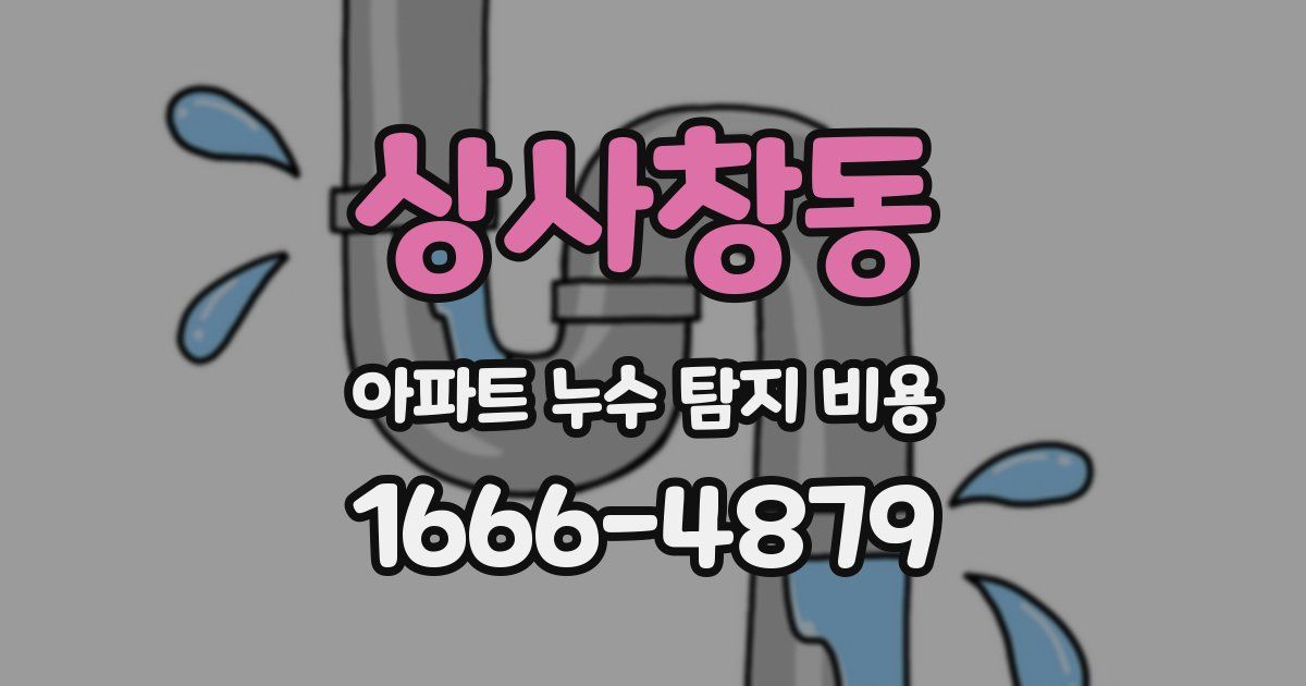 상사창동 아파트 누수 탐지 비용