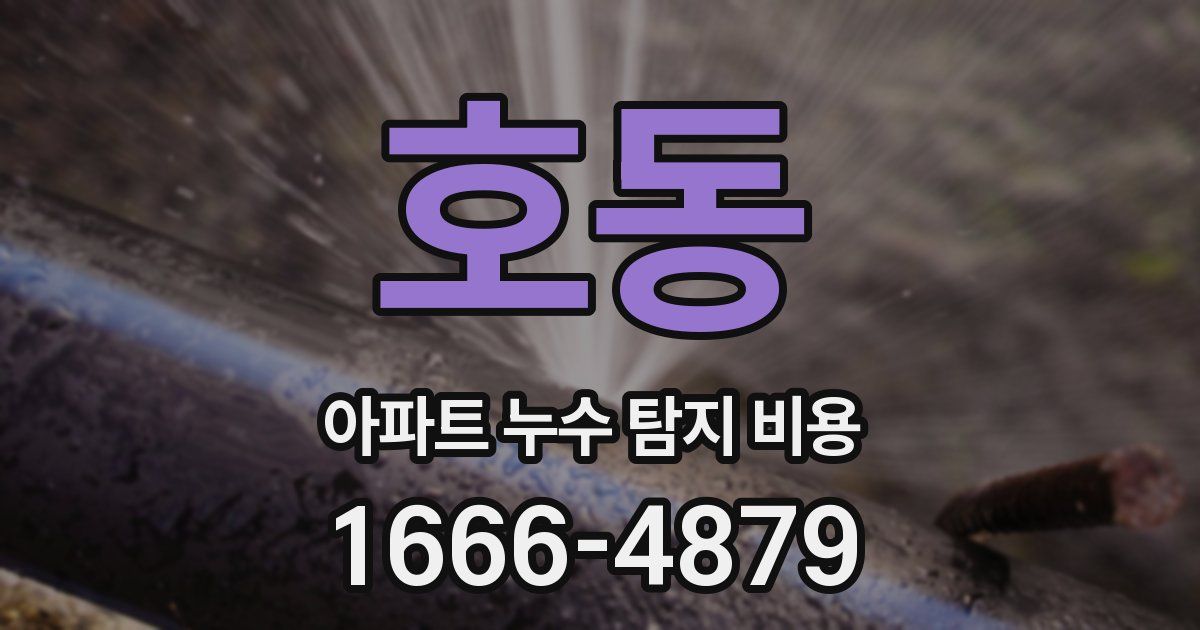 호동 아파트 누수 탐지 비용