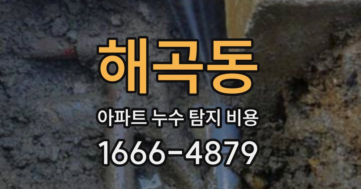 해곡동 아파트 누수 탐지 비용