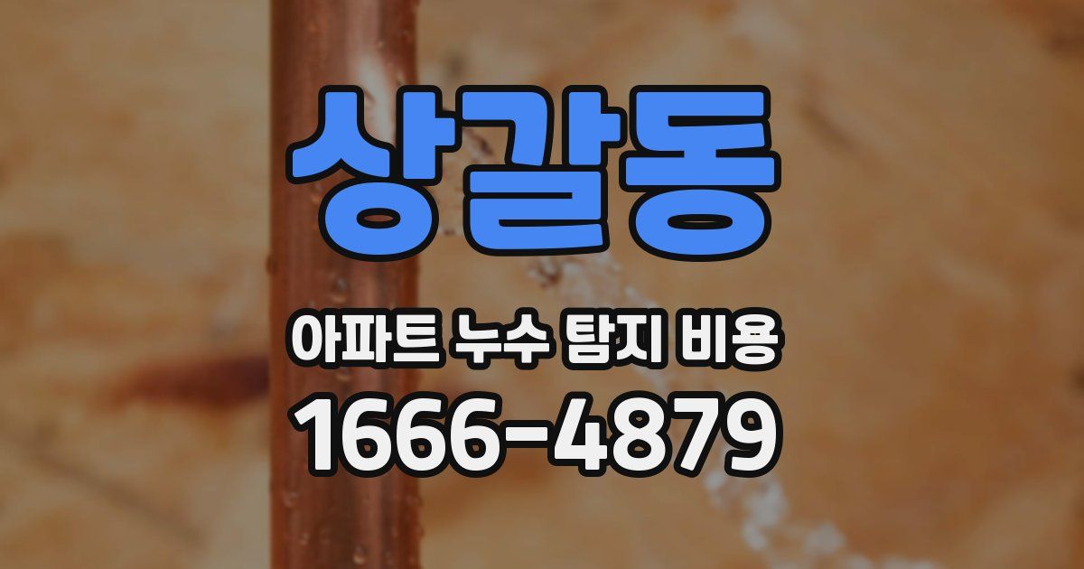 상갈동 아파트 누수 탐지 비용