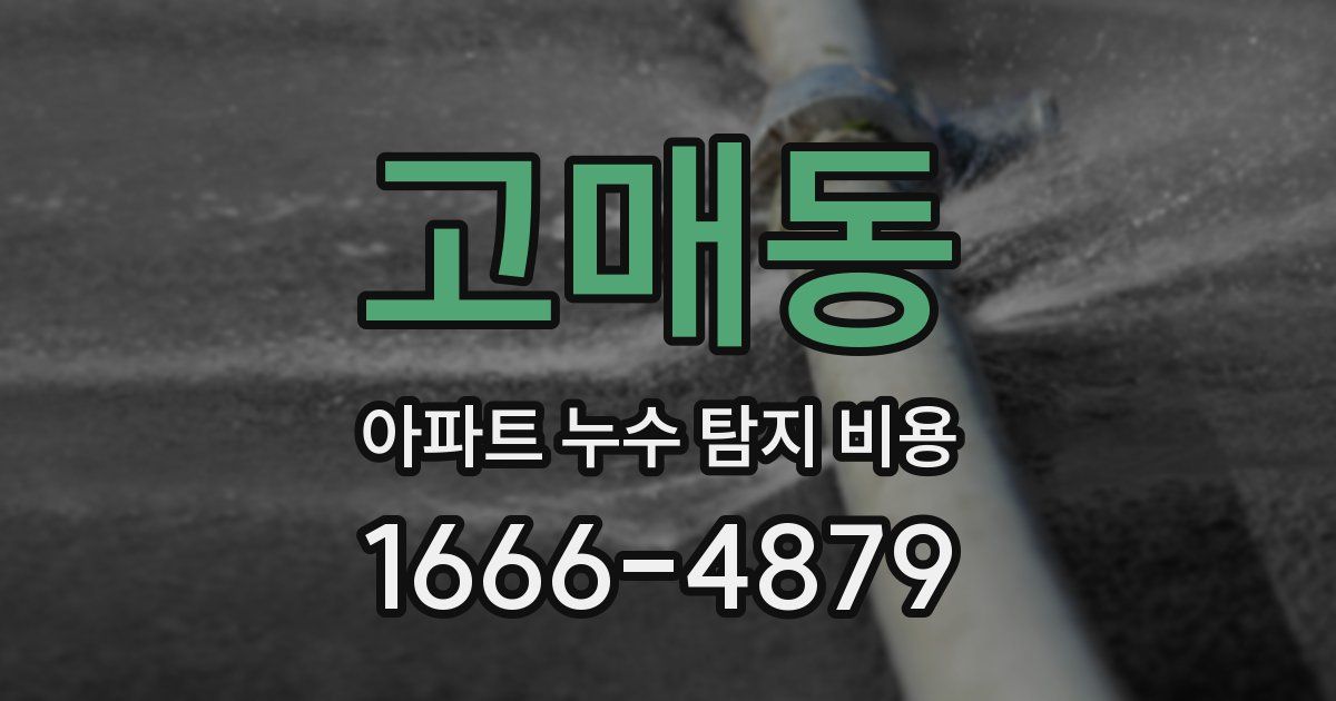 고매동 아파트 누수 탐지 비용