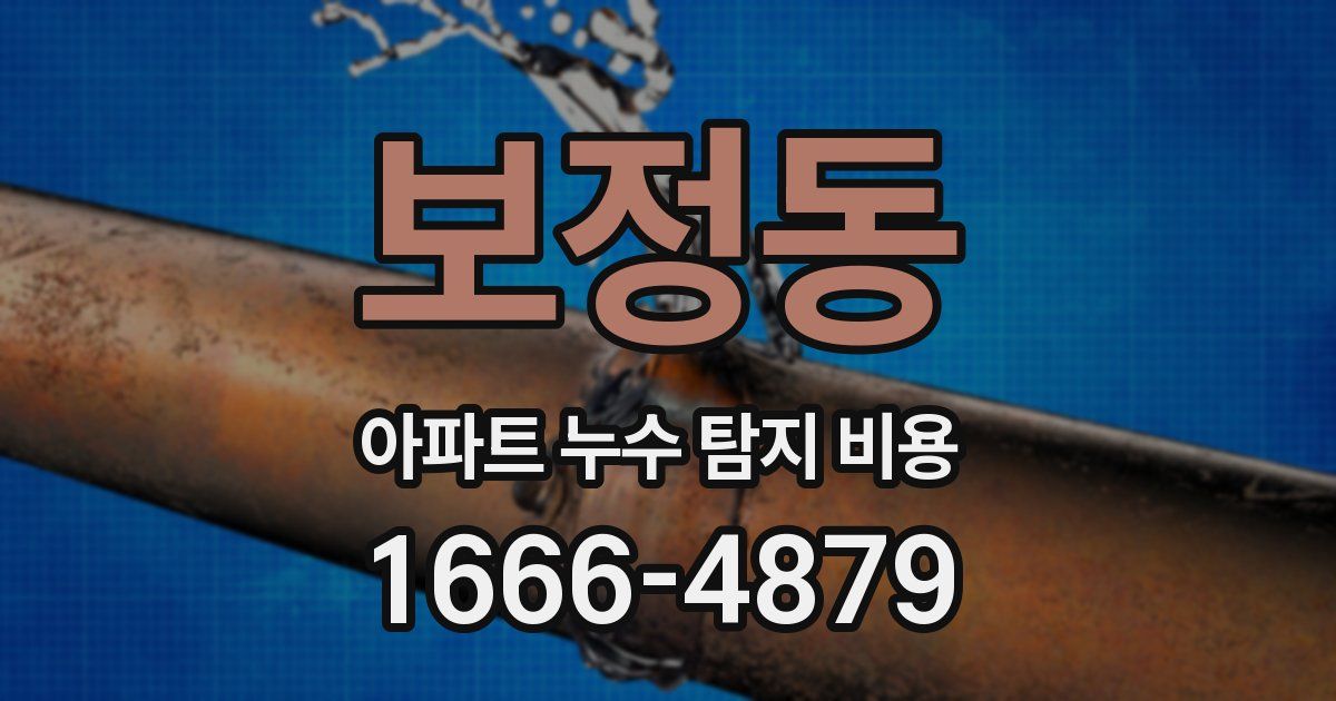 보정동 아파트 누수 탐지 비용