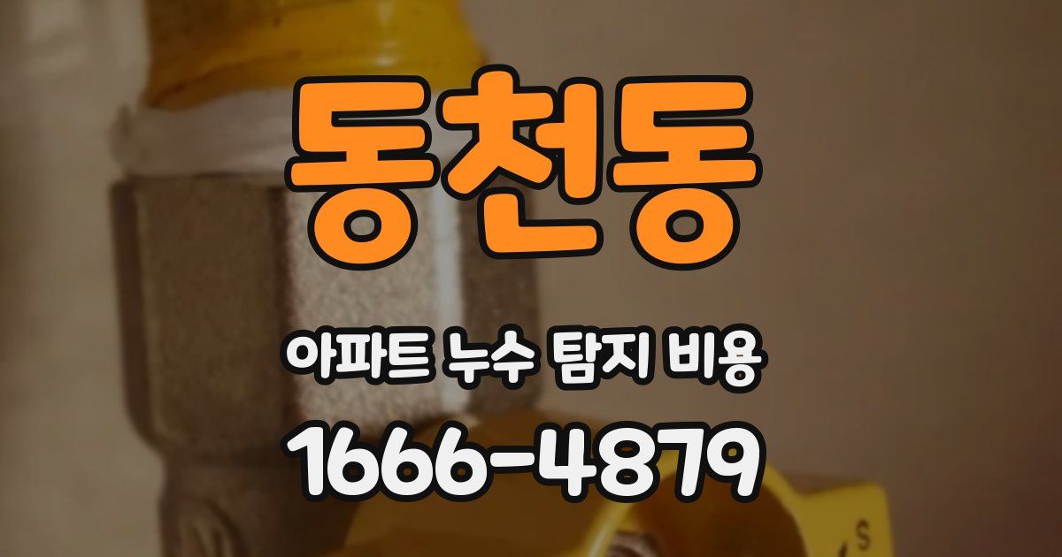 동천동 아파트 누수 탐지 비용