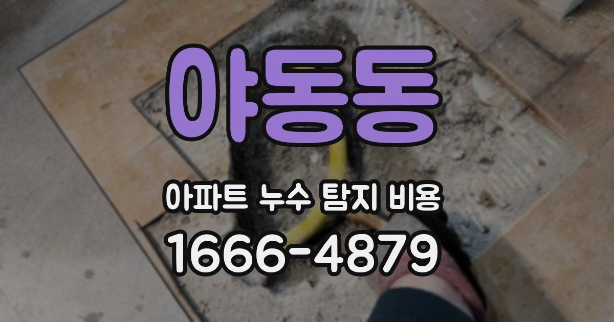 야동동 아파트 누수 탐지 비용