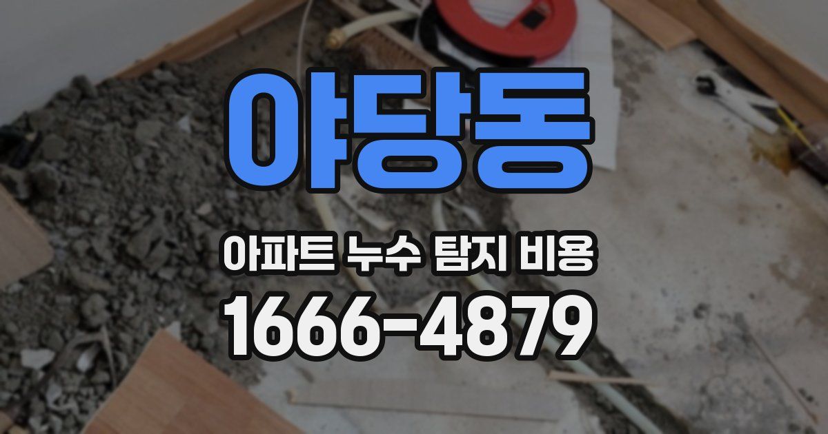 야당동 아파트 누수 탐지 비용