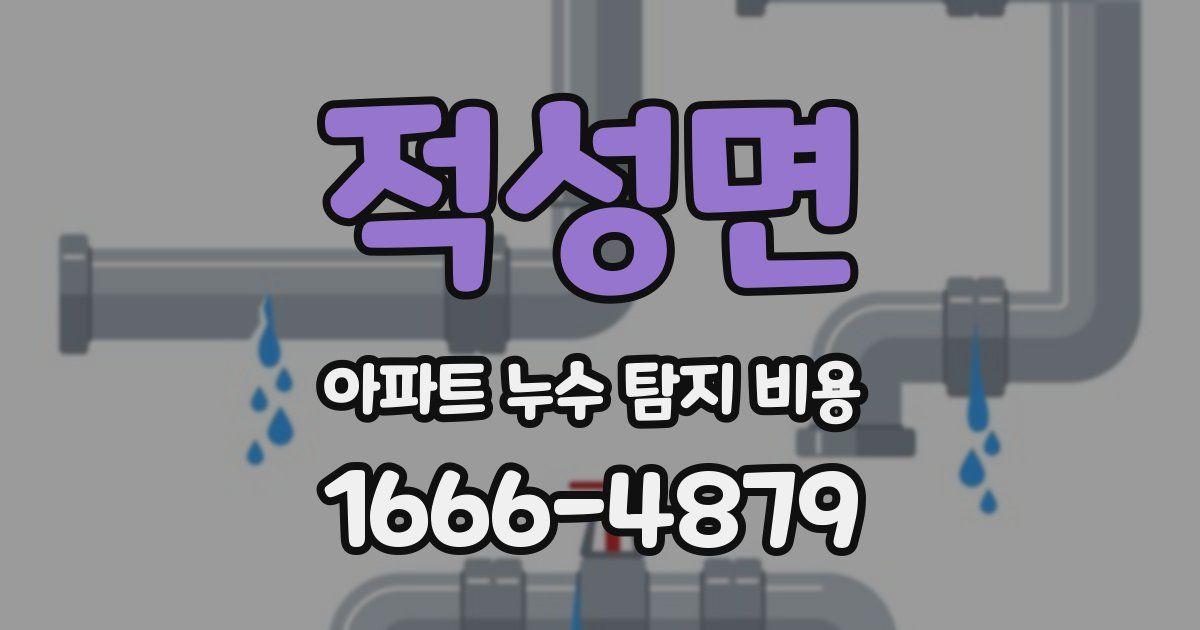 적성면 아파트 누수 탐지 비용