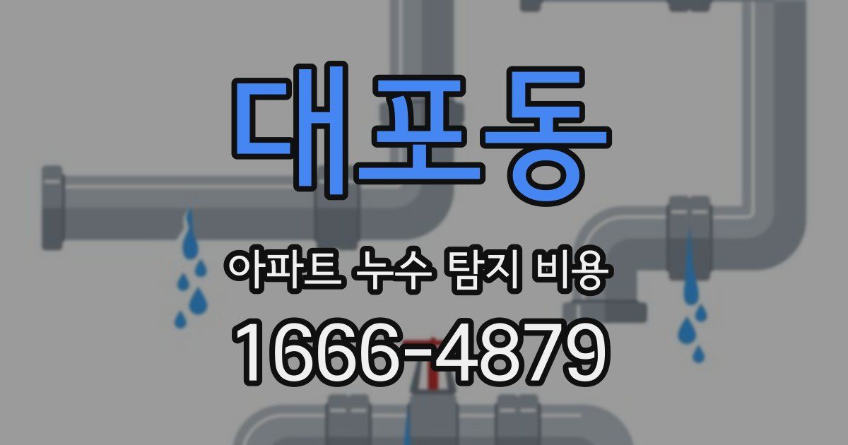 대포동 아파트 누수 탐지 비용