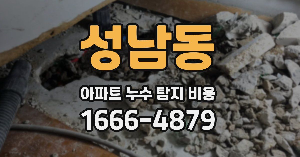 성남동 아파트 누수 탐지 비용