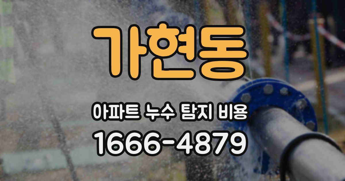 가현동 아파트 누수 탐지 비용