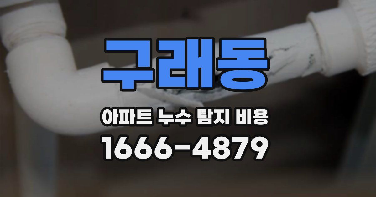 구래동 아파트 누수 탐지 비용